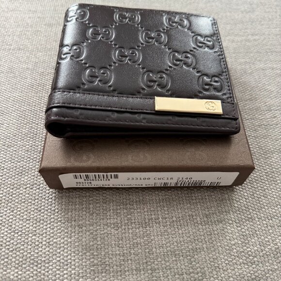 New Gucci Bifold Brown Guccissima Leather Wallet Bifold - Picture 3 of 8